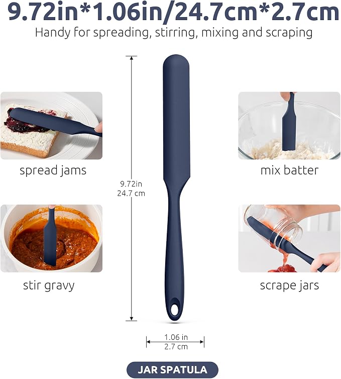 U-Taste Skinny Silicone Jar Spatula: 600ºF Heat-Resistant Food-Grade 10in Long - Image 2