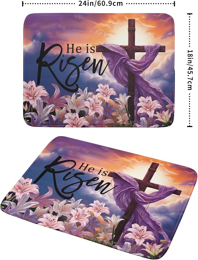 Easter Cross He is Risen Dish Drying Mats 18x24 Inch Spring Drying Mat - Image 2