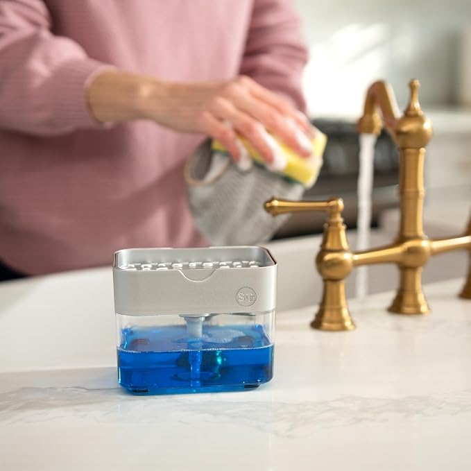 S&T INC. Dish Soap Dispenser and Sponge Holder - Image 4
