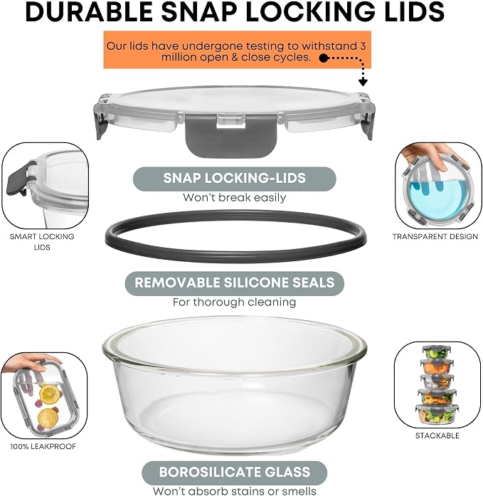 Razab 30 PC Glass Food Storage Containers - Image 3