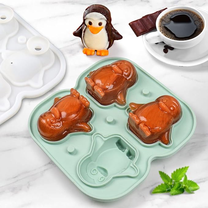 Penguin Ice Cube Mold, Fun Shapes Ice Cube Tray, Make 4 Cute Penguin Ice Balls - Image 4