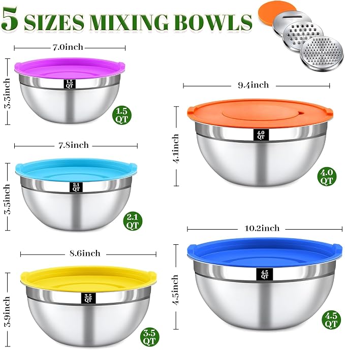 8PCS Mixing Bowls with Lids Set - Image 2