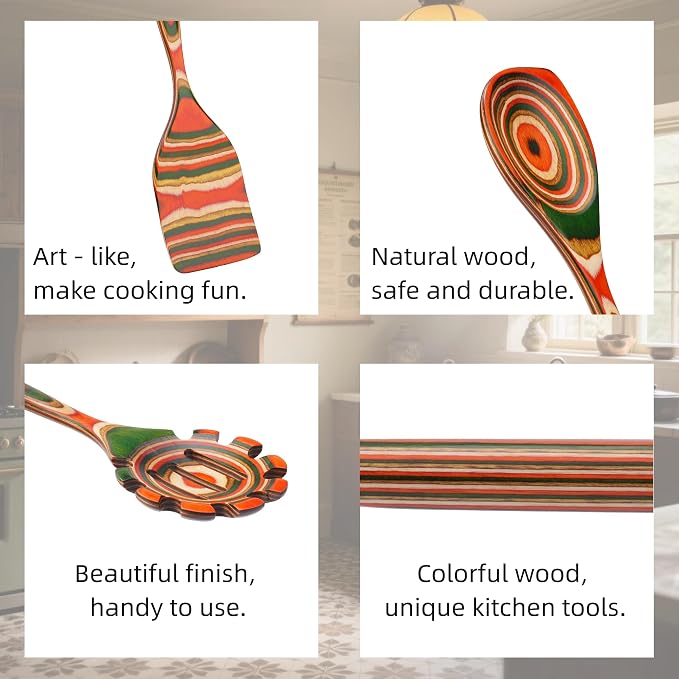 7-Pcs Kitchen Utensils Set –Pakkawood Wooden Spoons - Image 3