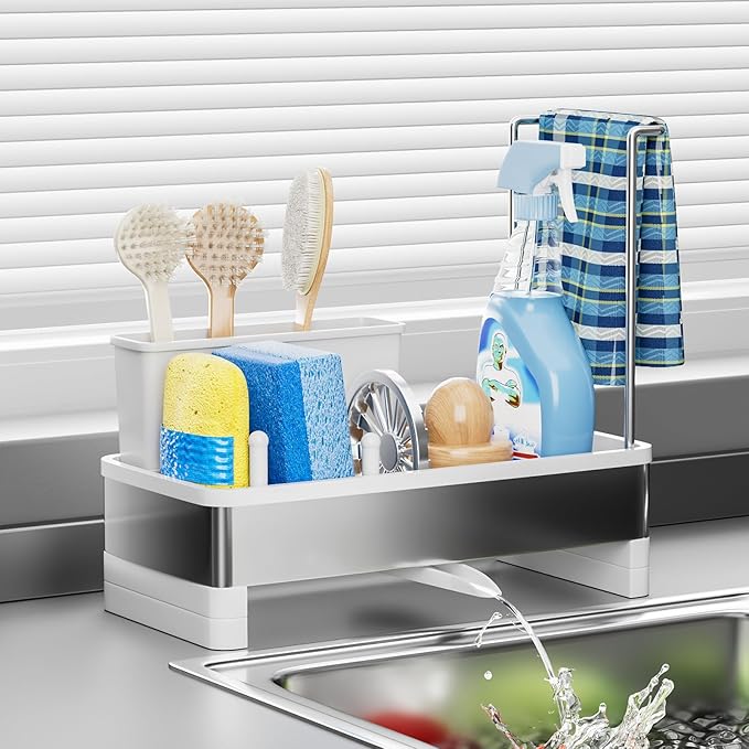 Ewaiira Stainless Steel Sink Caddy, Sponge Holder by EwaiiraHomeStorageOrganizer