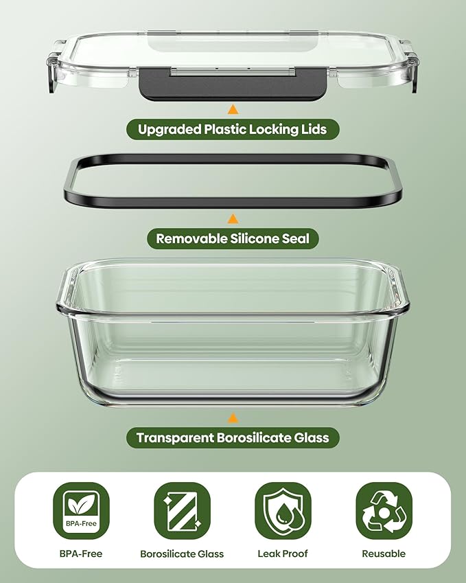 KEMETHY 40 PCS Glass Food Storage Containers - Image 3