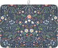 Floral Dish Drying Mat for Kitchen Counter Rustic Flower Leaves Print by Unknown