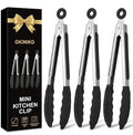 Mini Tongs with Silicone Tips, 7-Inch Small Serving Tongs by GKINIKG