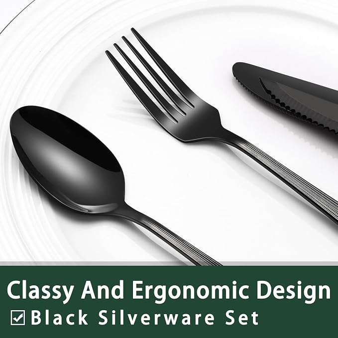 EWFEN 24-Piece Black Silverware Set - Image 3