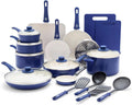 GreenLife Soft Grip 23 Piece Kitchen Cookware Pots and Frying Saucepans Set by GreenLife