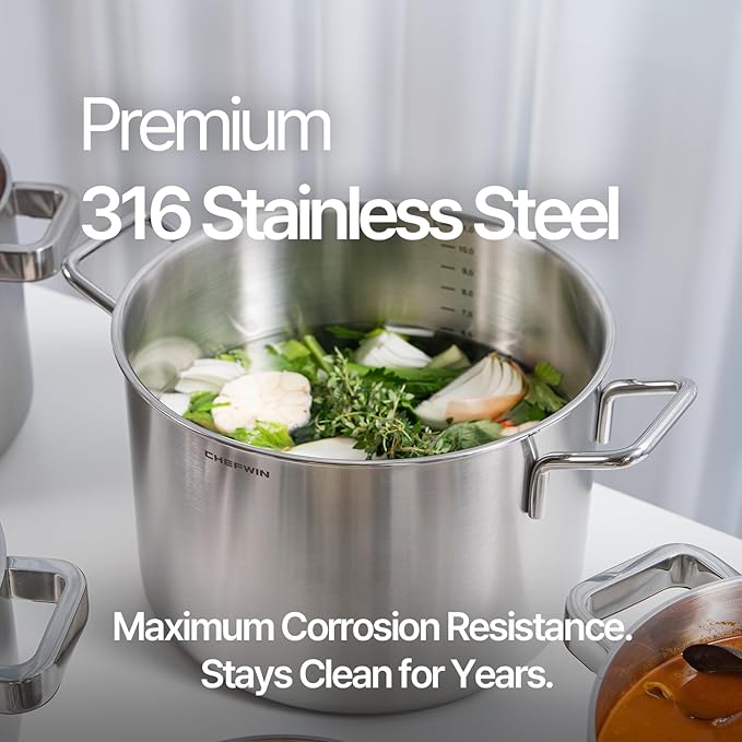 316 Stainless Steel 12.7 Quart Heavy Duty Stock Pot - Image 3