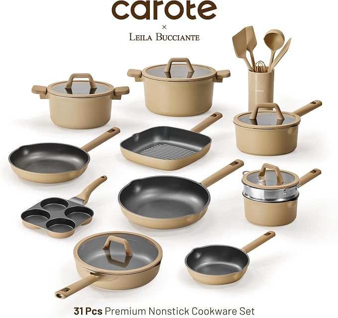 CAROTE 31PCS Pots and Pans Set, Nonstick Cookware Set Kitchen Non Stick - Image 5