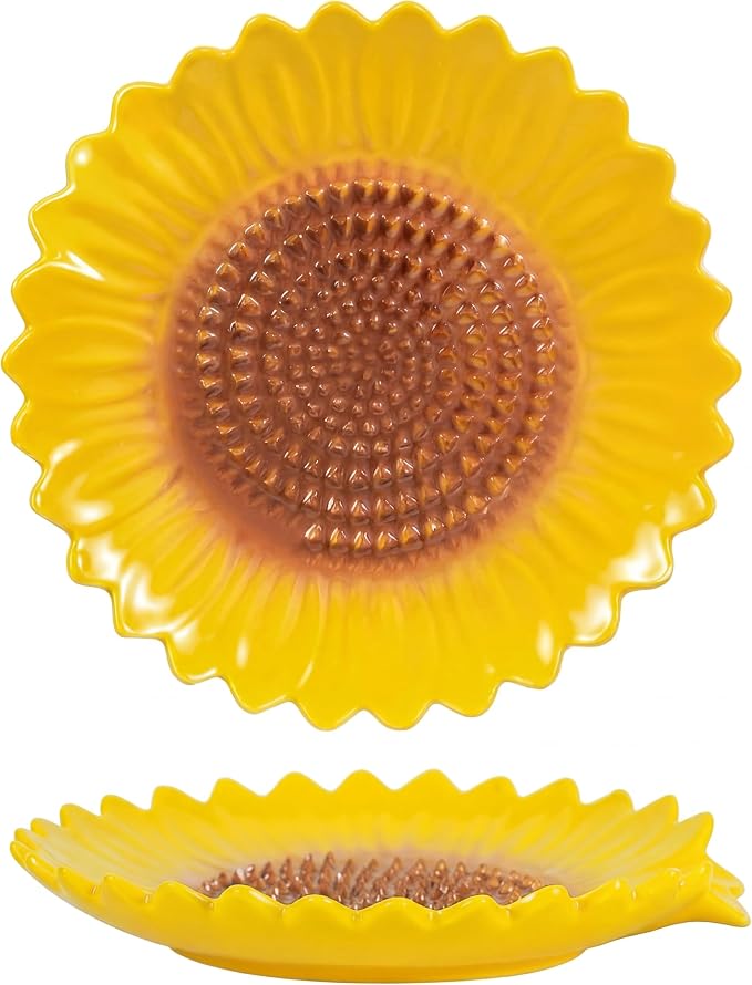 Sunflower-Shaped 2pcs Ceramic Grater Plate & Spoon Rest by molidiki