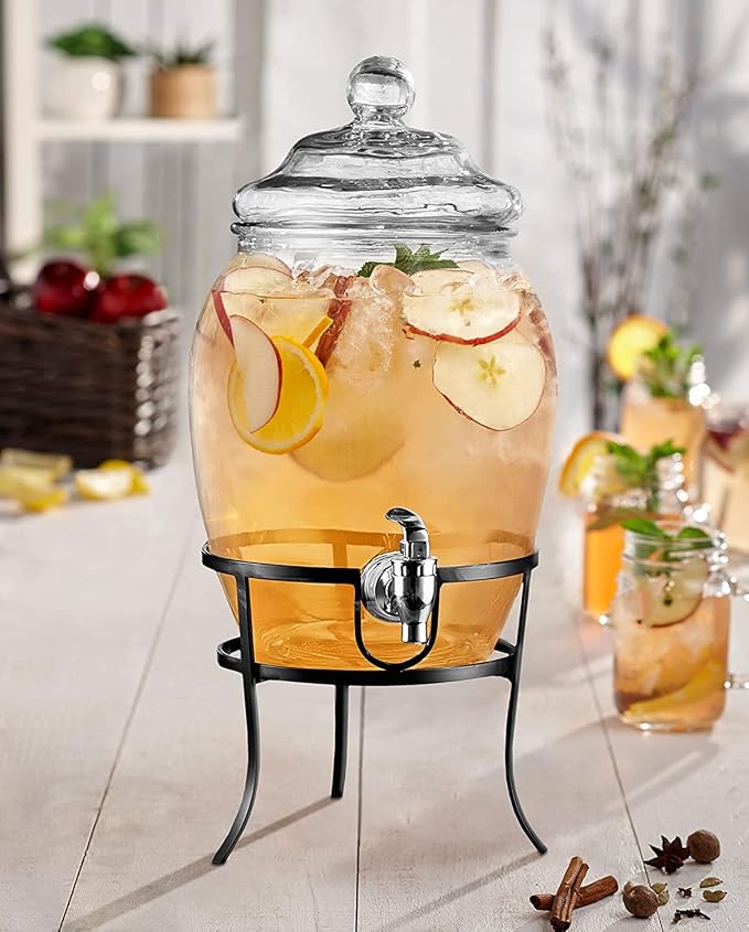 Style Setter Beverage Dispenser Cold Drink Dispenser w/ 2-Gallon Capacity Glass - Image 2