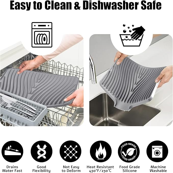 TIKNIK Silicone Dish Drying Mat, Stone Drying Mat - Image 4