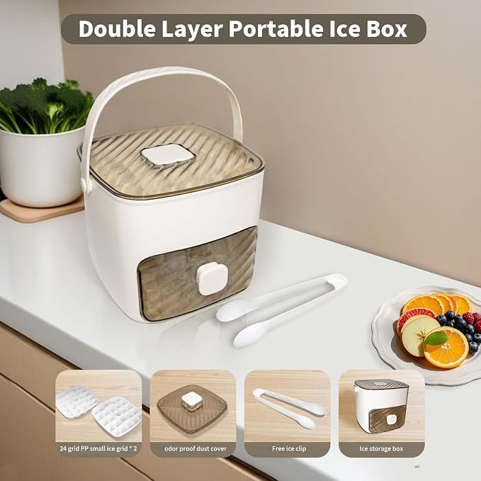 Ice Cube Tray for freezer with 2 Trays and Ice Storage Bin Tweezers, 48 Grid - Image 5