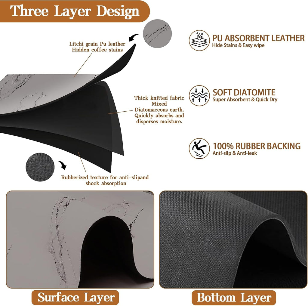 Dish Drying Mats for Kitchen Counter, 24"x16" Absorbent Coffee Bar