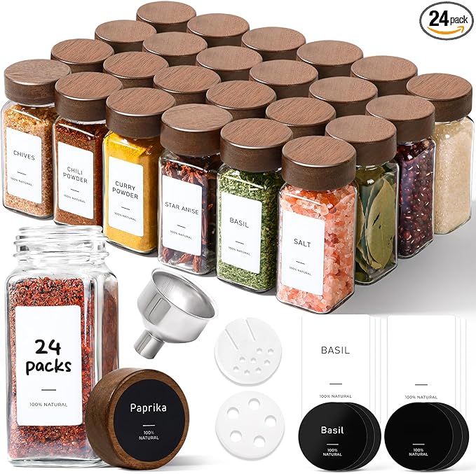 ComSaf 24Pcs Glass Spice Jars by ComSaf