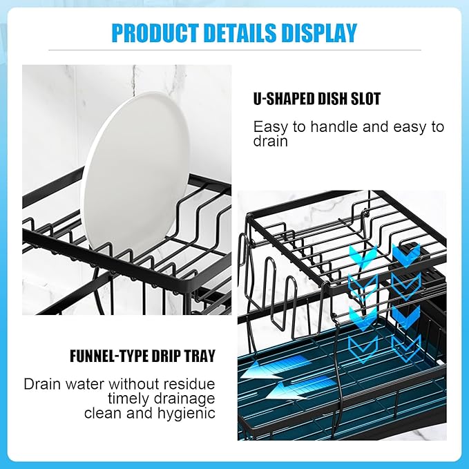 7 code Large Dish Drying Rack for Kitchen Counter, Detachable Large Capacity - Image 4