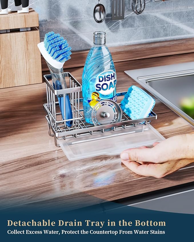 Consumest Sink Caddy, Kitchen Sponge Holder - Image 4