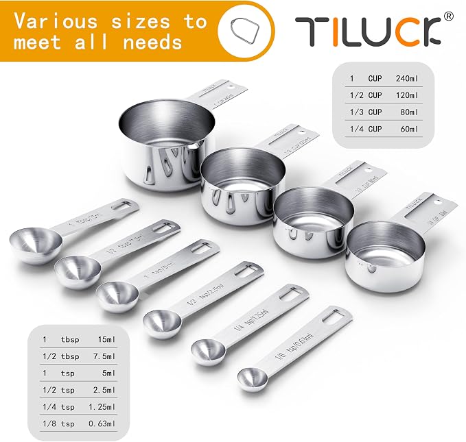 TILUCK Stainless Steel Measuring Cups & Spoons Set, Cups and Spoons, Kitchen - Image 2
