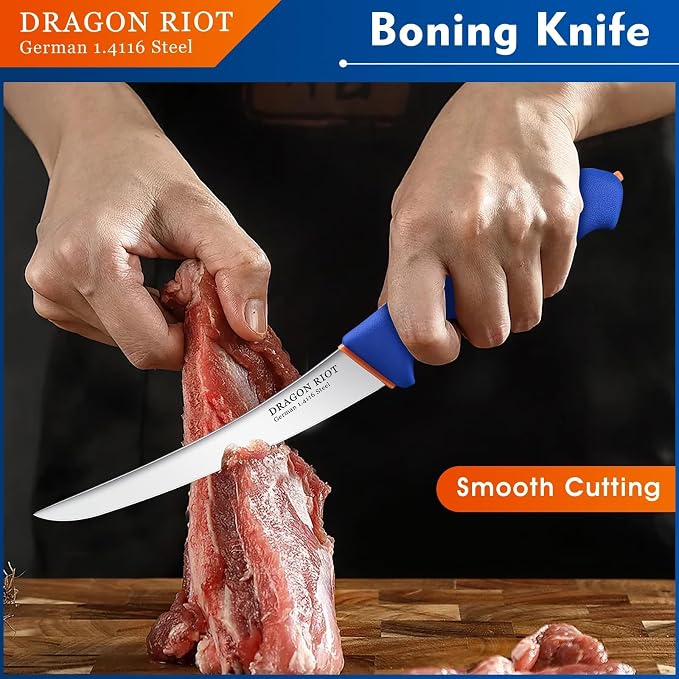 DRAGON RIOT 4 Piece Butcher Knife Set Brisket Trimming Set Include 6" Boning - Image 6
