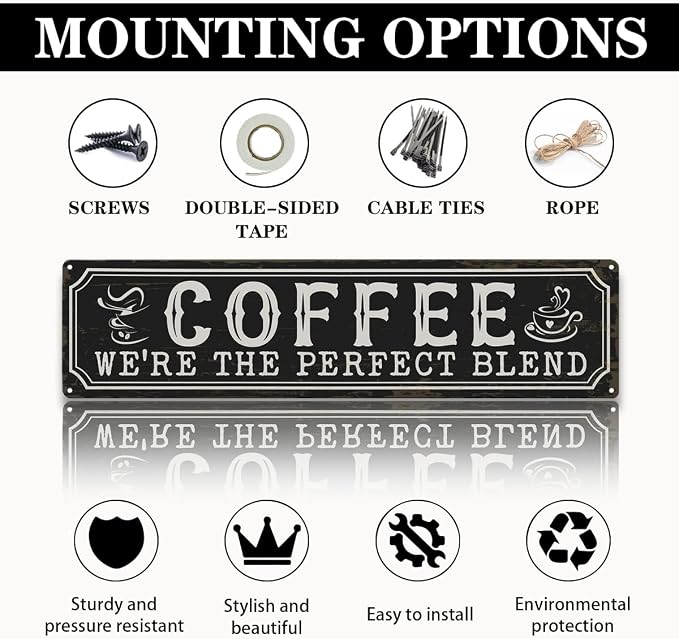 Coffee Metal Tin Signs, Coffee We're the Perfect Blend, Farmhouse Kitchen Decor - Image 3