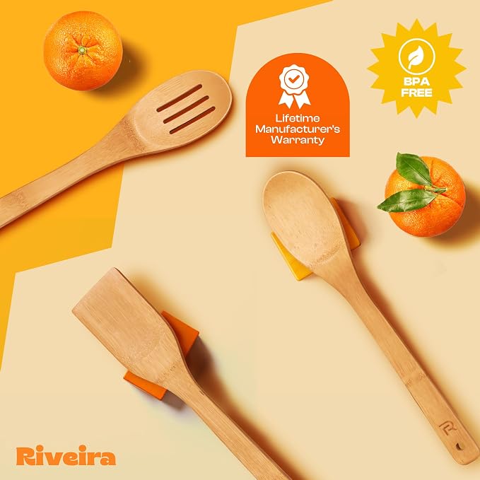 Riveira Bamboo Wooden Spoons for Cooking 3-Piece, Apartment Essentials Wood - Image 6
