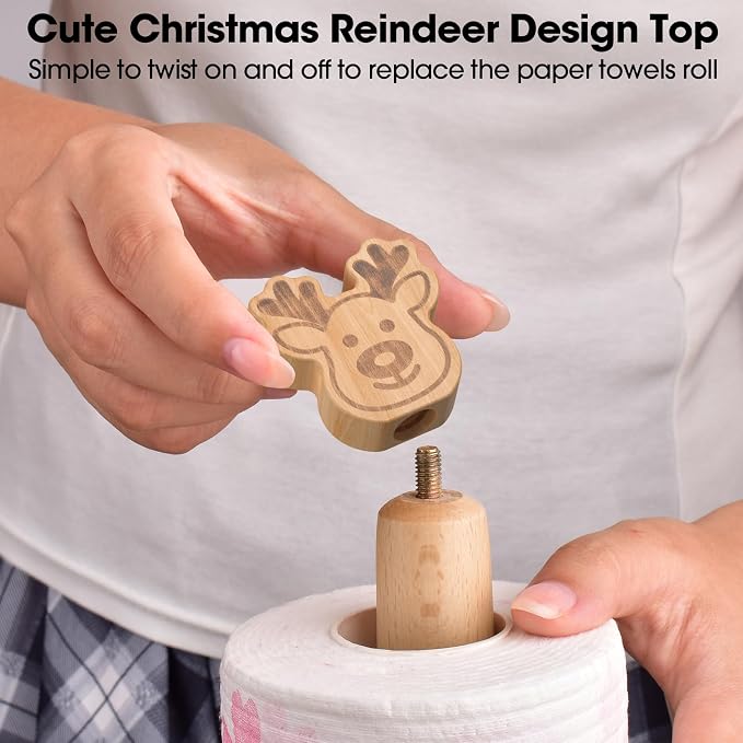 KitchLife Cute Wooden Paper Towel Holder Countertop - Image 3