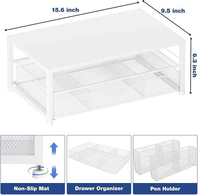 OPNICE Desk Organizers and Accessories, 2-Tier Computer Monitor Stand Riser - Image 3