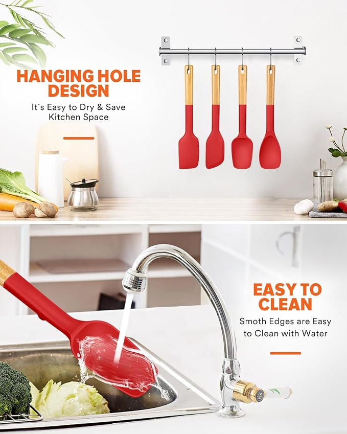 Silicone Spatula Spoon Set, and Spreading, Sturdy BPA-Free Matte Silicone - Image 7