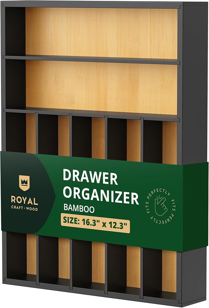 ROYAL CRAFT WOOD Luxury Bamboo Kitchen Drawer Organizer by RoyalCraftWood