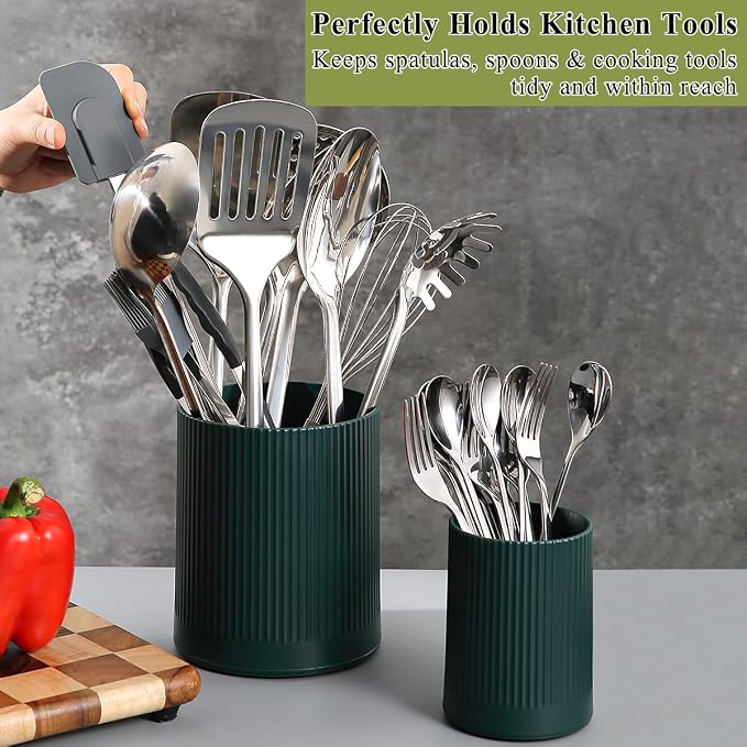 HOMQUEN 360° Rotating Utensil Holder, 6.3''+4.7'' Plastic Kitchen Utensil Holder - Image 5