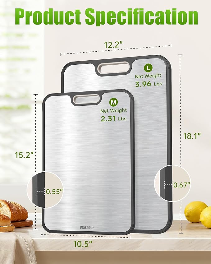 Titanium Cutting Boards for Kitchen, Non Toxic 2-in-1 Cutting Board Double Sided - Image 7