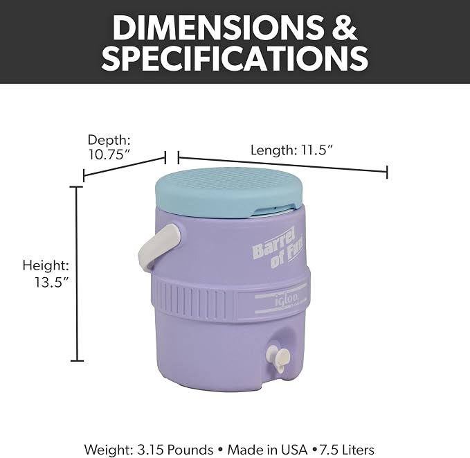 Igloo 2-Gallon Retro Party Water Jug Cooler, Lilac Breeze - Image 2