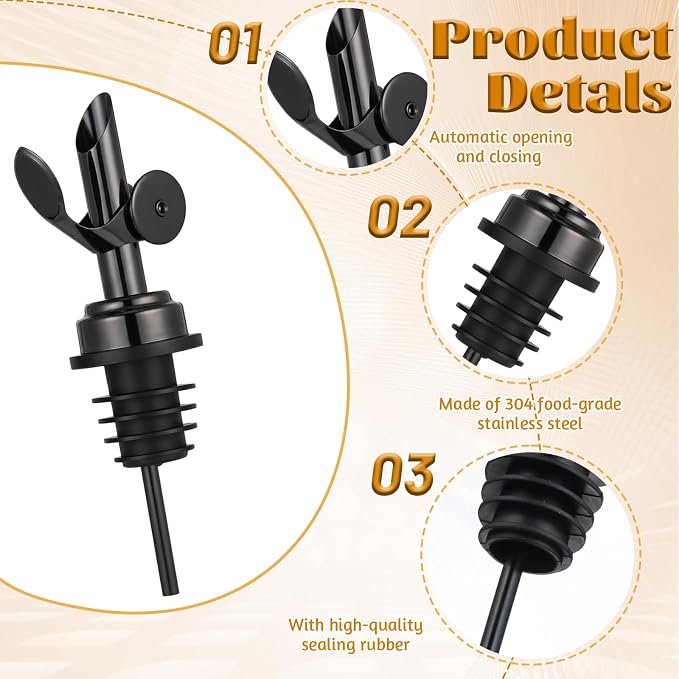 2 PCS Oil Dispenser Spout, Oil Spout, Liquor Bottle Pourers, Weighted Stainless - Image 3
