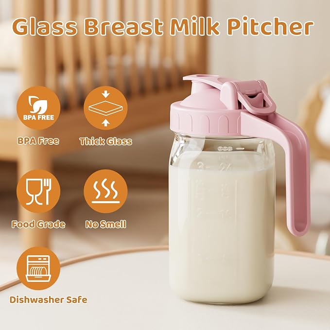 Breast Milk Pitcher, Mason Jar 32 oz, Heavy Duty Wide Mouth Jar - Image 5