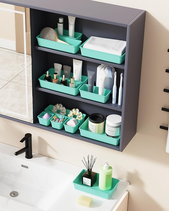 BiuLeon 25 PCS Plastic Drawer Organizers Set, 4-Sizes Vanity and Makeup - Image 6