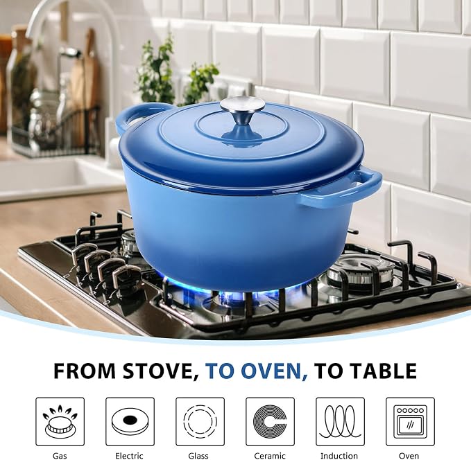 E-far 6 Quart Enameled Cast Iron Dutch Oven - Image 4