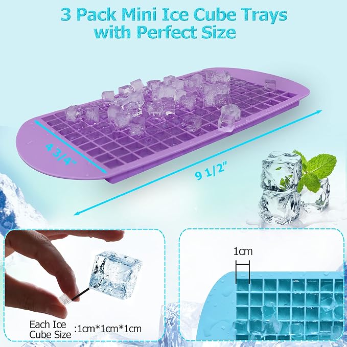 LeeYean Silicone Mini Ice Cube Trays 3 Pack, 160 Crushed Ice Cube Molds Easy - Image 4