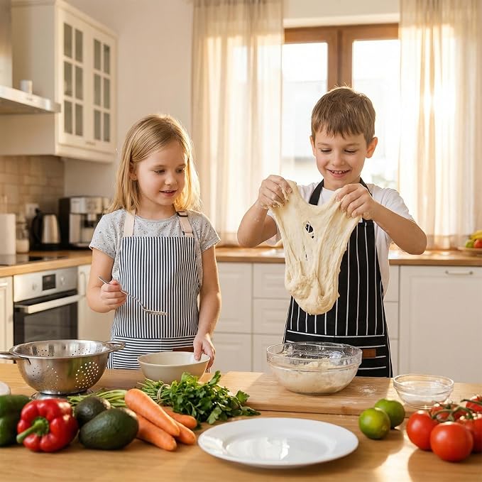 2 Pack Stripes Kids Apron, Kids Cooking Aprons - Image 7