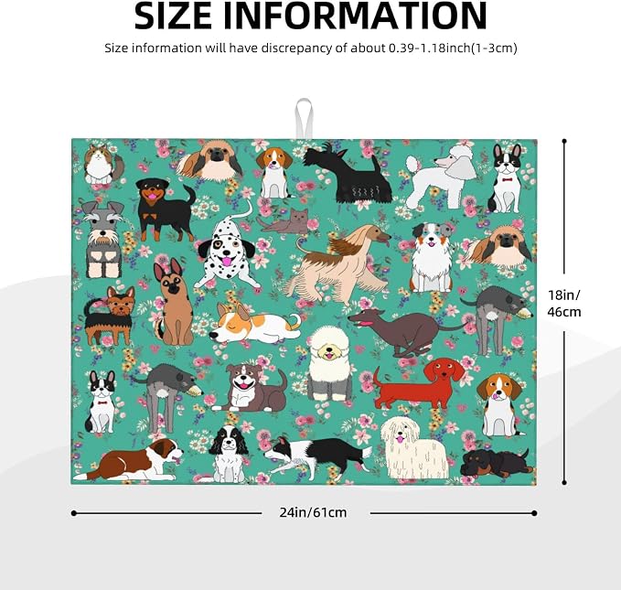 Dog Dish Drying Mat For Kitchen Microfiber Drying Mats Absorbent Reversible - Image 3