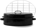 Oval Roasting Pan with Lid and Rack 18" Large Roaster Pan Set Comes With Lron by YAMMITREE