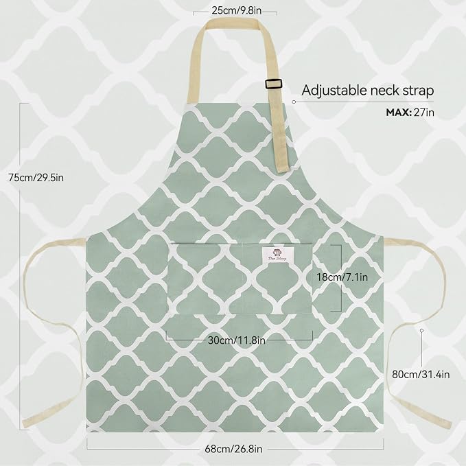 2 Pieces Aprons for Women with Pockets, Cotton Linen Waterproof Kitchen Cooking - Image 2