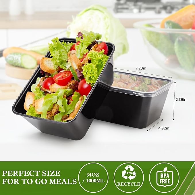 Meal Prep Containers 50Pack - 34oz Food Storage Containers - Image 6