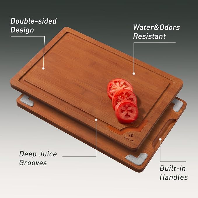 3 Packs Bamboo Cutting Board Set - Image 5