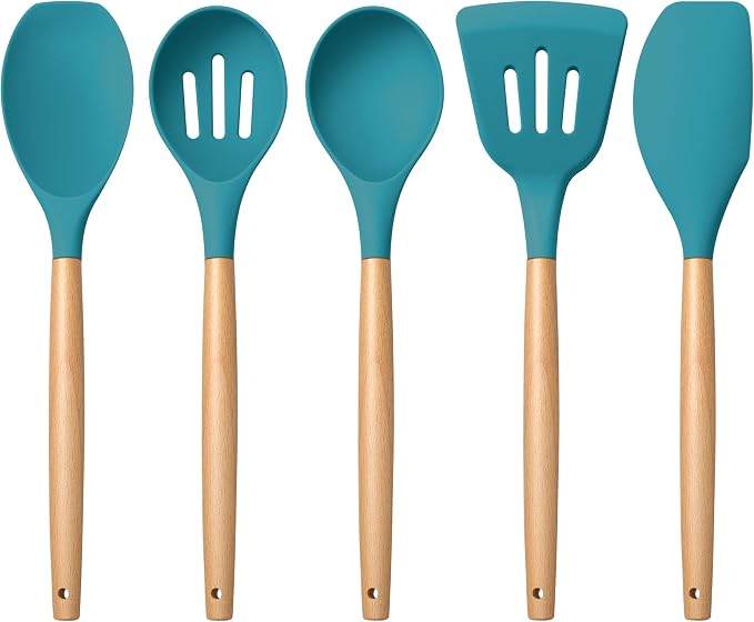 E-far Silicone Cooking Utensils Set, 5-Piece Kitchen Utensils Set by E-far
