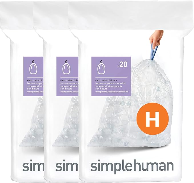 simplehuman CW0286 code H Custom Fit Bin Liner Bulk Pack by Simplehuman