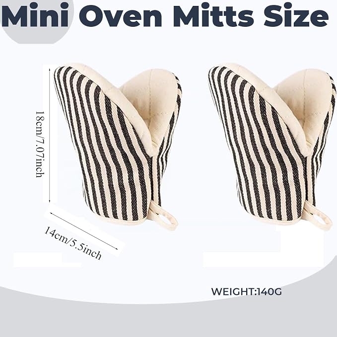 1 Pair Mini Oven Mitts, High Heat Resistant Oven Gloves, Kitchen Short Oven Mit - Image 3