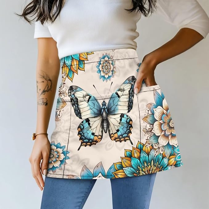 Server Apron with 3 Pockets, Waterproof Oil Waitress Waiter Half Apron - Image 2
