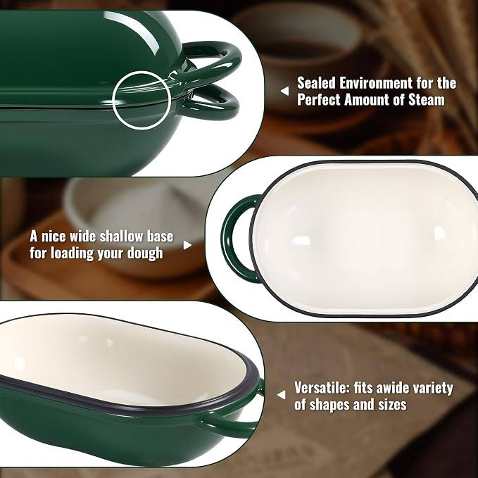 2 QT Oval Dutch Oven for Bread Baking, Enamelled Cast Iron Bread Oven for - Image 6